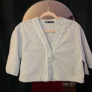 Zara Women's Gingham Button Down Shirt